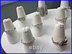 Variety Sterling Silver 925 Clear Cubic Zirconia Cz Rings Bands Lot
