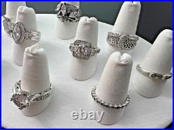 Variety Sterling Silver 925 Clear Cubic Zirconia Cz Rings Bands Lot