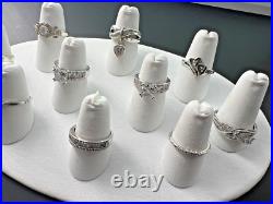 Variety Sterling Silver 925 Clear Cubic Zirconia Cz Rings Bands Lot