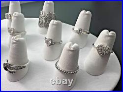 Variety Sterling Silver 925 Clear Cubic Zirconia Cz Rings Bands Lot