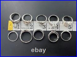 Variety Sterling Silver 925 Clear Cubic Zirconia Cz Rings Bands Lot