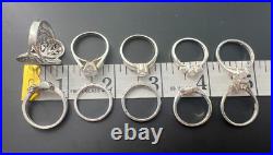 Variety Sterling Silver 925 Clear Cubic Zirconia Cz Rings Bands Lot