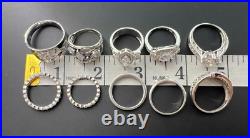 Variety Sterling Silver 925 Clear Cubic Zirconia Cz Rings Bands Lot