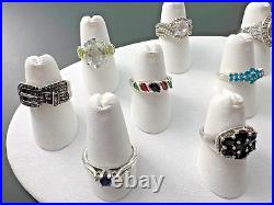 Variety Sterling Silver 925 Clear Cubic Zirconia Multi-gemstone Bands Rings Lot