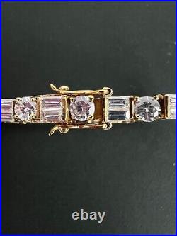 Vermeil Gold over 925 Sterling Silver Cubic Zirconia Tennis 7 Bracelet