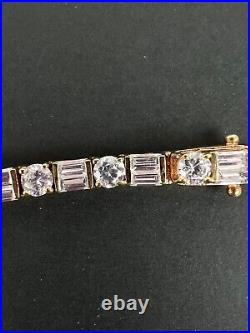 Vermeil Gold over 925 Sterling Silver Cubic Zirconia Tennis 7 Bracelet