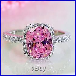Victoria Wieck Design 3ct Pink AAA Cubic Zirconia 925 Sterling Silver Ring Fine