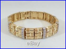 Victoria Wieck Sterling Silver Gold Tone Cubic Zirconia Quilted Texture Bracelet