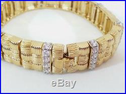 Victoria Wieck Sterling Silver Gold Tone Cubic Zirconia Quilted Texture Bracelet