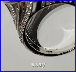Vintage 10.20 Carat Sterling Silver Smoky Topaz Quartz & Cubic Zirconia Ring Sz7