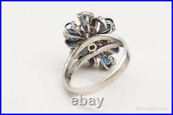 Vintage 1970s Sapphire Cubic Zirconia Sterling Silver Ring Size 8