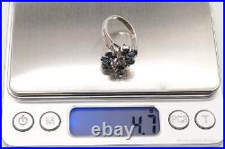 Vintage 1970s Sapphire Cubic Zirconia Sterling Silver Ring Size 8