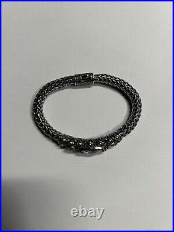 Vintage 925 Sterling Silver Cubic Zirconia CZ Balinese Style Bracelet