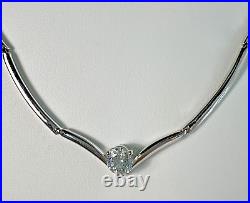 Vintage 925 Sterling Silver Cubic Zirconia Sparkling Bar Link Necklace 18