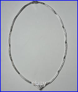 Vintage 925 Sterling Silver Cubic Zirconia Sparkling Bar Link Necklace 18