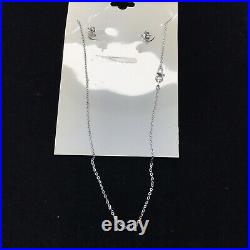 Vintage 925 Sterling Silver Pink Cubic Zirconia Necklace & Earrings Set