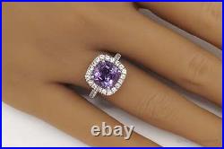 Vintage Amethyst Cubic Zirconia Sterling Silver Ring Size 6.75