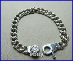 Vintage Aqua Fortis Heavy Sterling Silver Bracelet- Cubic Zirconias Sn746