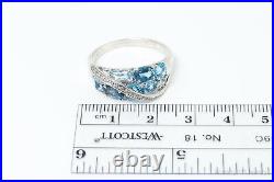 Vintage Blue Topaz Cubic Zirconia Sterling Silver Ring SZ 10.75