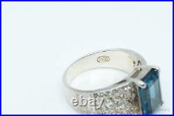 Vintage Blue Topaz Cubic Zirconia Sterling Silver Ring Size 8.25