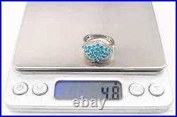 Vintage Blue & White Cubic Zirconia Sterling Silver Ring Size 7