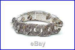 Vintage Bracelet Curb Clear Cubic Zirconia Heavy 925 Sterling Silver 163.7g 8