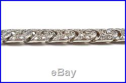 Vintage Bracelet Curb Clear Cubic Zirconia Heavy 925 Sterling Silver 163.7g 8