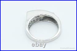 Vintage Champagne & White Cubic Zirconia Sterling Silver Ring Size 7