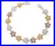 Vintage Cubic Zirconia Flowers Sterling Silver Three Tone Bracelet