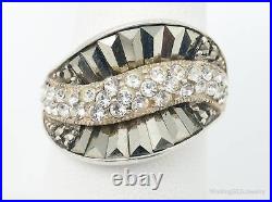 Vintage Cubic Zirconia Marcasite Sterling Silver Ring Size 7