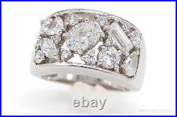 Vintage Cubic Zirconia Sterling Silver Band Ring Size 6.75