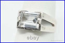 Vintage Cubic Zirconia Sterling Silver Modernist Style Ring Size 7.5