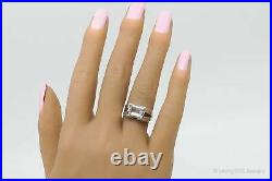 Vintage Cubic Zirconia Sterling Silver Modernist Style Ring Size 7.5