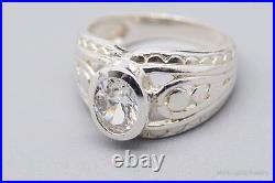 Vintage Cubic Zirconia Sterling Silver Ring Size 6.5