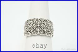 Vintage Designer Cubic Zirconia Sterling Silver Statement Wide Band Ring Sz 7