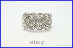 Vintage Designer Cubic Zirconia Sterling Silver Statement Wide Band Ring Sz 7