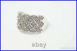 Vintage Designer Cubic Zirconia Sterling Silver Statement Wide Band Ring Sz 7