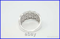 Vintage Designer Cubic Zirconia Sterling Silver Statement Wide Band Ring Sz 7