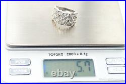 Vintage Designer Cubic Zirconia Sterling Silver Statement Wide Band Ring Sz 7