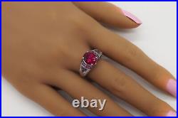 Vintage Designer Pink Tourmaline Cubic Zirconia Sterling Silver Ring Size 10