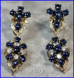 Vintage Estate Sterling Silver Cubic Zirconia Blue Sapphire Necklace & Earrings
