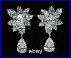 Vintage Fantasia By Deserio Sterling Cubic Zirconia Cluster Ear Clips With Drop