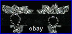 Vintage Fantasia By Deserio Sterling Cubic Zirconia Cluster Ear Clips With Drop