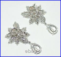 Vintage Fantasia By Deserio Sterling Cubic Zirconia Cluster Ear Clips With Drop