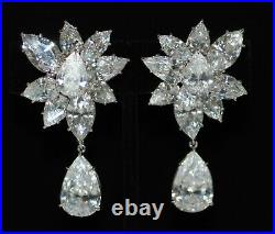 Vintage Fantasia By Deserio Sterling Cubic Zirconia Cluster Ear Clips With Drop