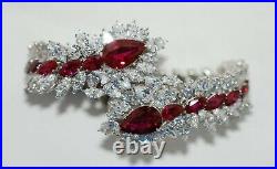 Vintage Fantasia Deserio Cubic Zirconia Synthetic Ruby Bracelet Set In Sterling