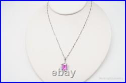 Vintage Faux Ruby Cubic Zirconia Sterling Silver Necklace