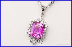 Vintage Faux Ruby Cubic Zirconia Sterling Silver Necklace