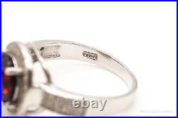 Vintage Garnet Cubic Zirconia Sterling Silver Ring Size 7