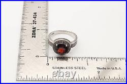 Vintage Garnet Cubic Zirconia Sterling Silver Ring Size 7